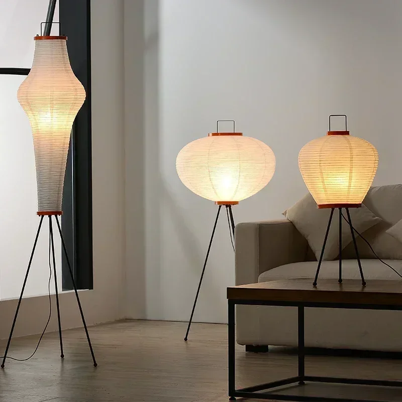 akari noguchi yong lampada de assoalho designer japones lampadas de pe para quarto sala de estar papel de arroz luz excluindo 01