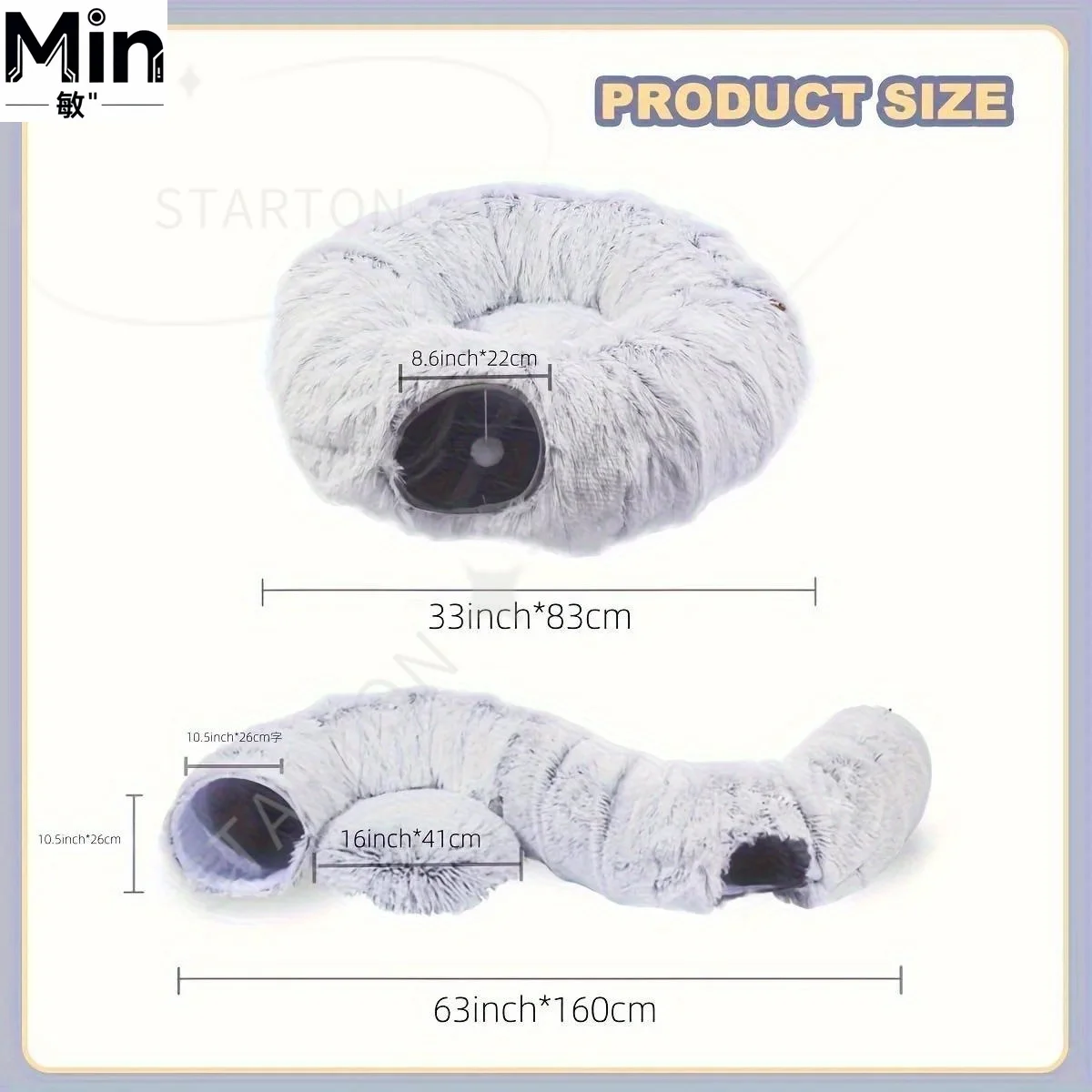 Set of 2 Warm Plush Cat Beds Foldable Cat House With Detachable Play Tunnel Washable Cute Plush Pet Nest Bed For Indoor