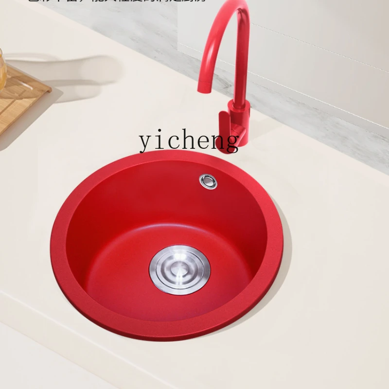 XL Quartz Sink Kitchen Vegetable Basin Red Kitchen Island Corner Granite Bar round