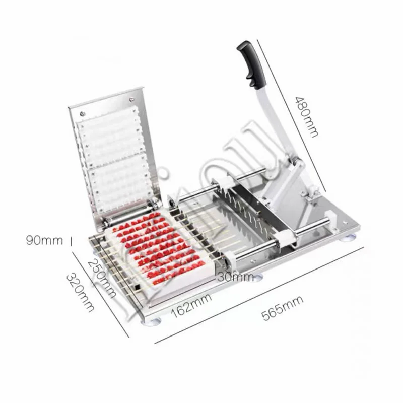 Manual BBQ Satay Stainless Steel Skewer Machine Mutton Kebab Lamb Skewer Tools Doner Kebab Meat Wear String Machine