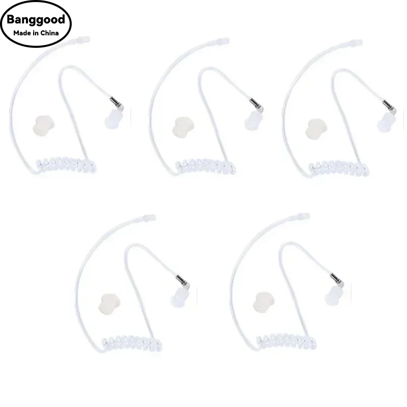 

5 Replacement FBI Covert Audio Air Tube PTT Mic Acoustic Coil with Headphones for Motorola Baofeng Icom Radio