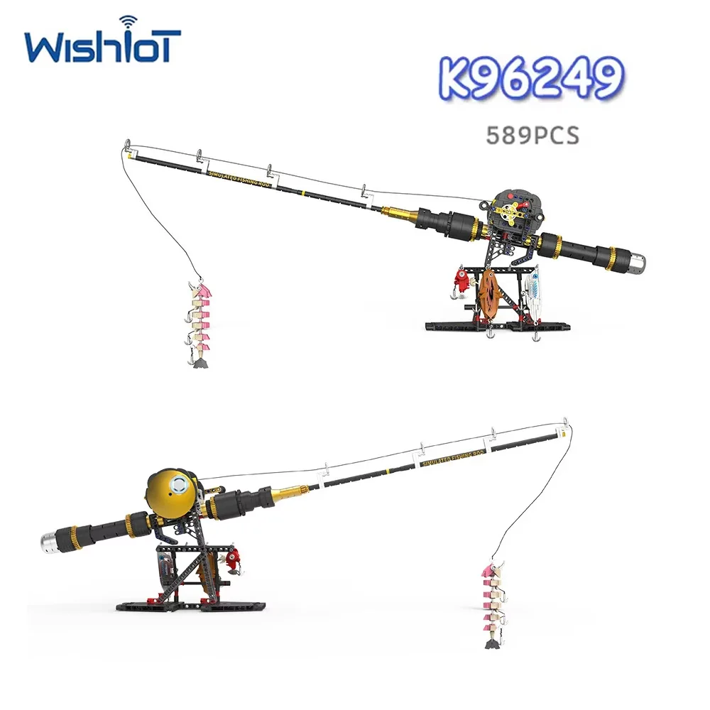 Simulated Fishing Rod Model Building Blocks With Cable Reels K96249/K96227 Assembly Collect Toys MOC Small Bricks Adult DIY Gift