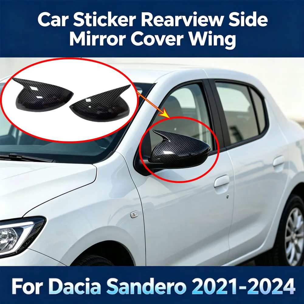 Car Sticker Rearview Side Mirror Cover Wing for Dacia Sandero 2021-2024 Rear View Case External Decoration Auto Accessories
