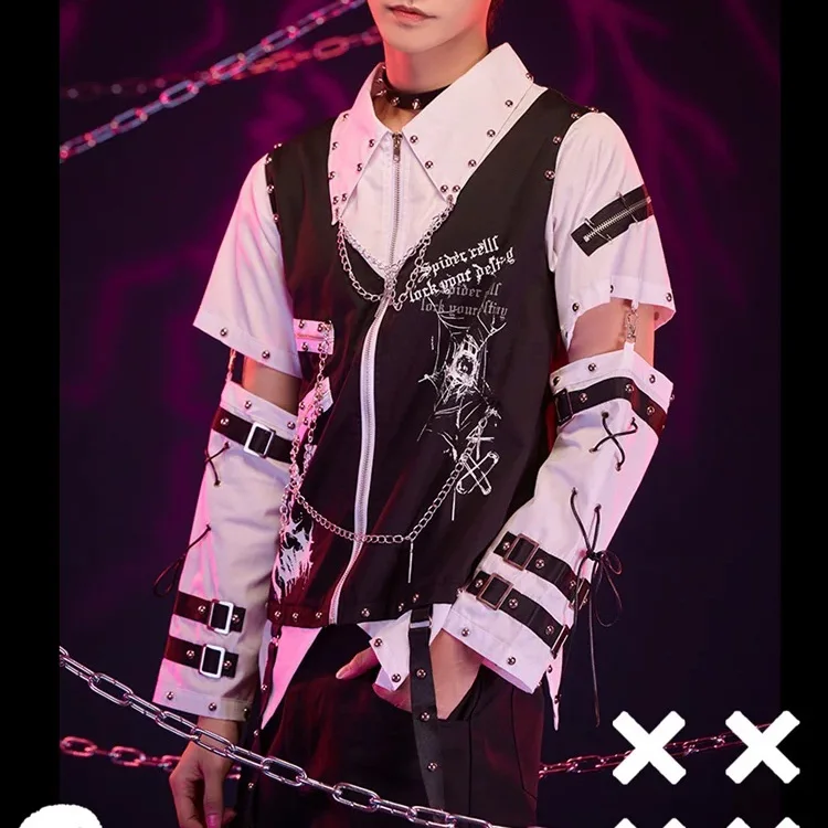 Camiseta de manga larga para hombre con tirantes de cadena 2026, estilo Y2K, Kill Matt Rock Punk, ropa japonesa, top para mujer