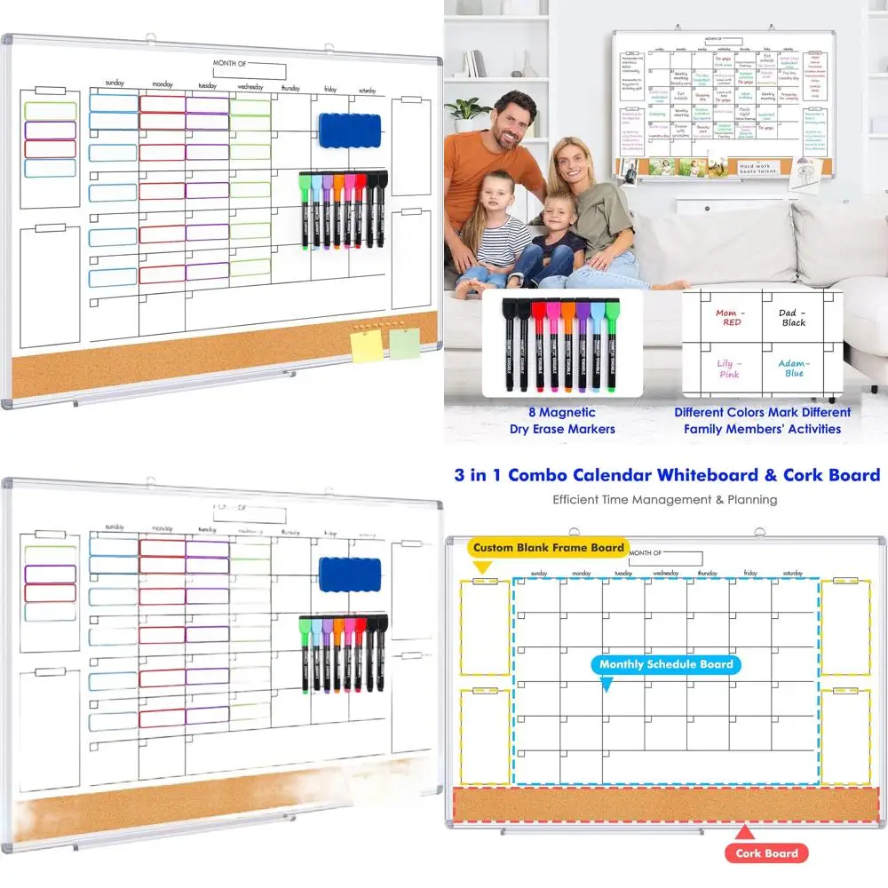 

Магнитный настенный календарь для сухого стирания, 36x24 с 28 этикетками, доска из пробки для дома, офиса, школы