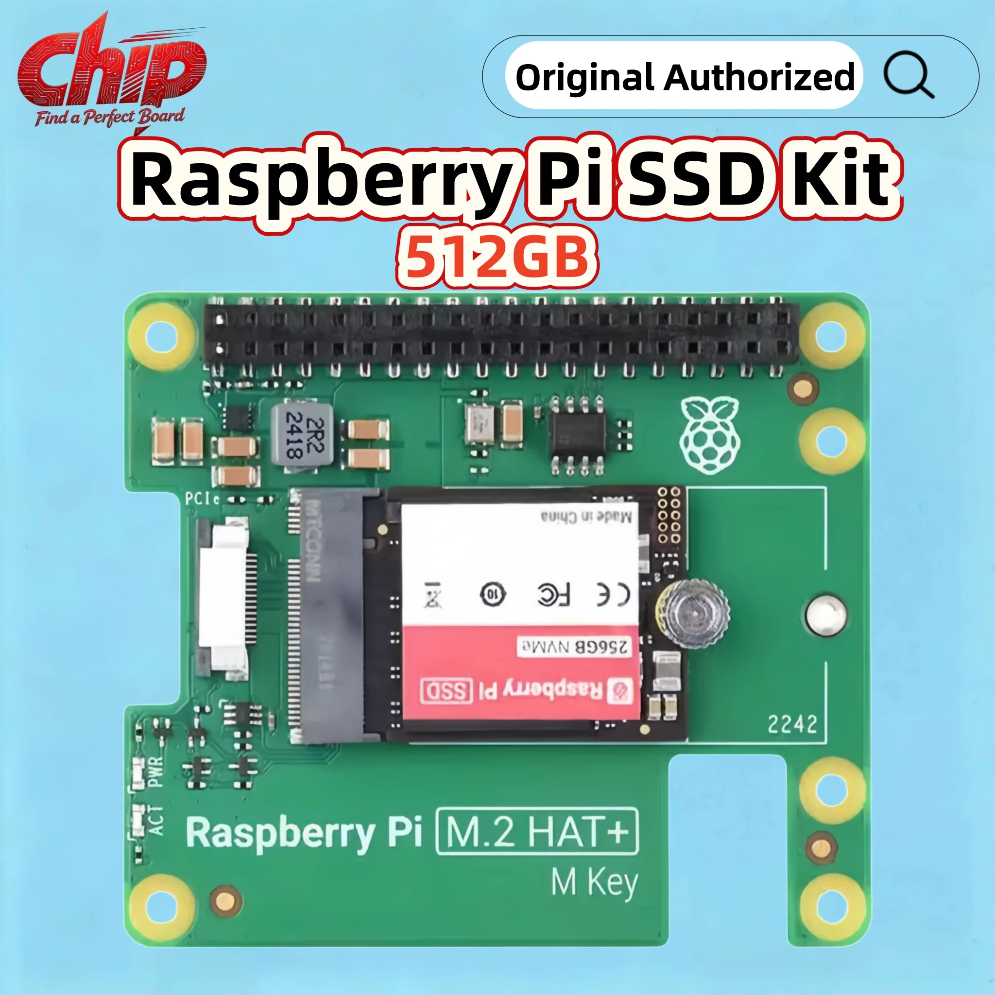 Official Raspberry Pi SSD Kit 256GB/512GB High-speed Solid State Drive And Raspberry Pi M.2 HAT+ Complies With PCIe Gen 3 New