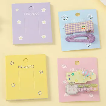 50 adet 7x8cm tokalarım ambalaj kağıt kartı sevimli tokalar ekran kartları için DIY saç aksesuarları perakende fiyat etiketleri tutucu etiket