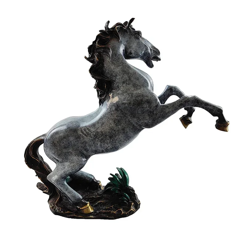 Manufacture custom design brass blue galloping horse Christmas art table top decoration handicraft copper ornaments