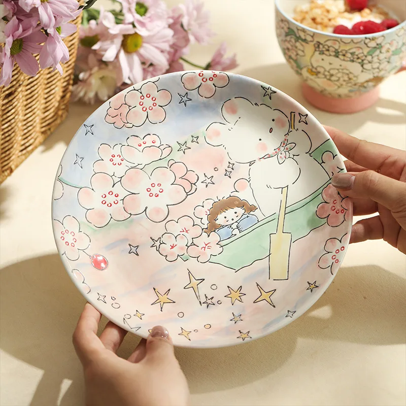 Exquisite dinner plate, birthday gift, underglaze hand-painted plate, practical gift for girl girlfriends