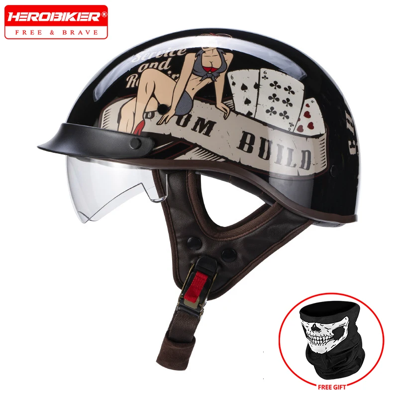 

Retro Half Helmet Male Battery Electric Locomotive Classic Motorcycle Helmet Electric Vehicle Four Seasons General Safety Helmet