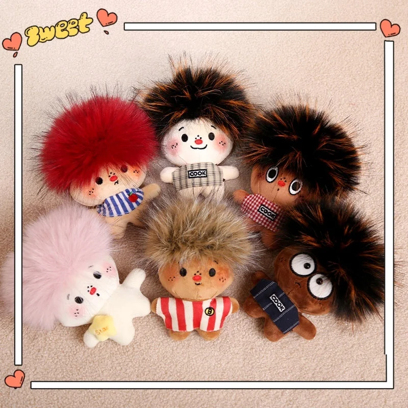 

2026 Fluffy Hair Ugly Cute Plush Pendant 15cm Fashion Burnt And Frizzy Hair Stuffed Doll Toy Bag Keychain Pendant Festival Gifts
