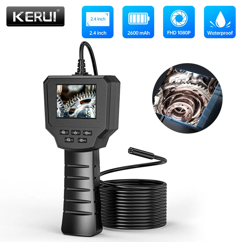 2.4 Inch IPS Handheld Endoscope Camera Explorer Inspection Camera 8mm IP67 Borescope Waterproof for Pipe Inspection