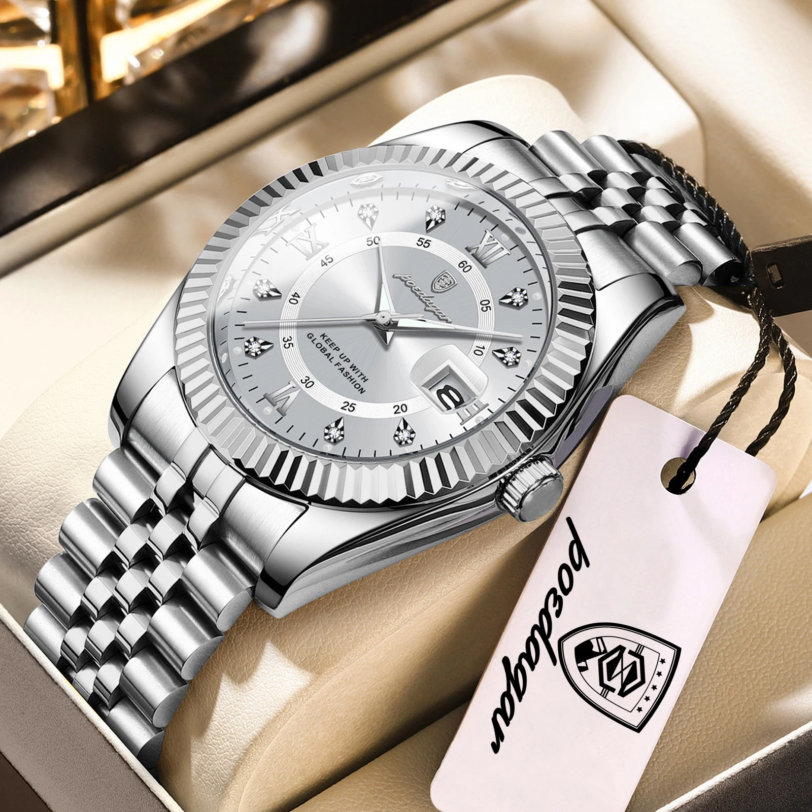 POEDAGAR Top Men Wristwatch Waterproof Luminous Date Casual Quartz Male Clock Stainless Steel Fashion Men's Watches Reloj Hombre