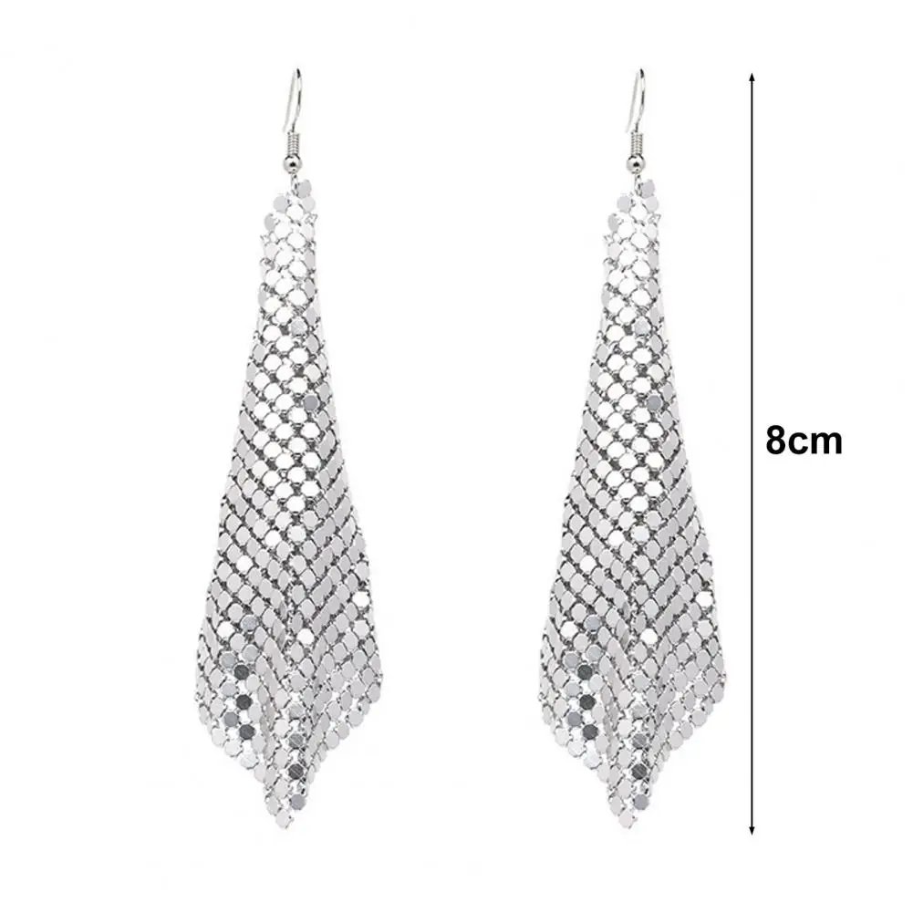 Minimalist Style Earrings Women’s Hook Earrings with Shiny Sequin Tassels Lightweight Anti-allergy Dangle Jewelry for Cocktail