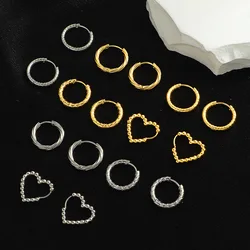 1Pair New Design Stainless Steel Small Hoop Earrings For Women Geometry Round Ear Buckles Popular Pierced Anti-allergy Jewelry