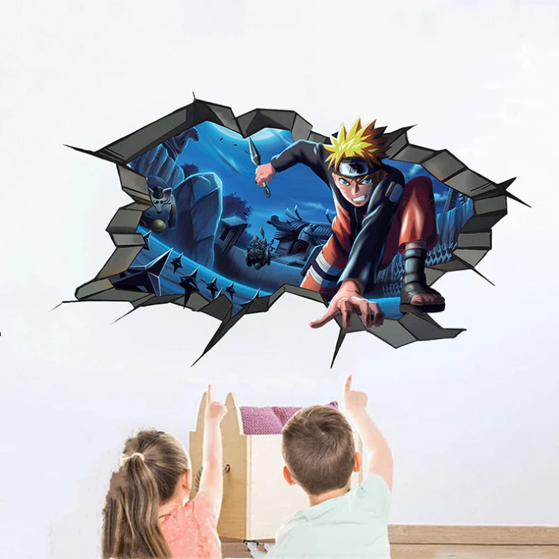 NARUTO Uzumaki Naruto Cartoon Wall Stickers Children\'s Room Decoration Stickers Uchiha Sasuke Anime Children\'s Toys BirthdayGift