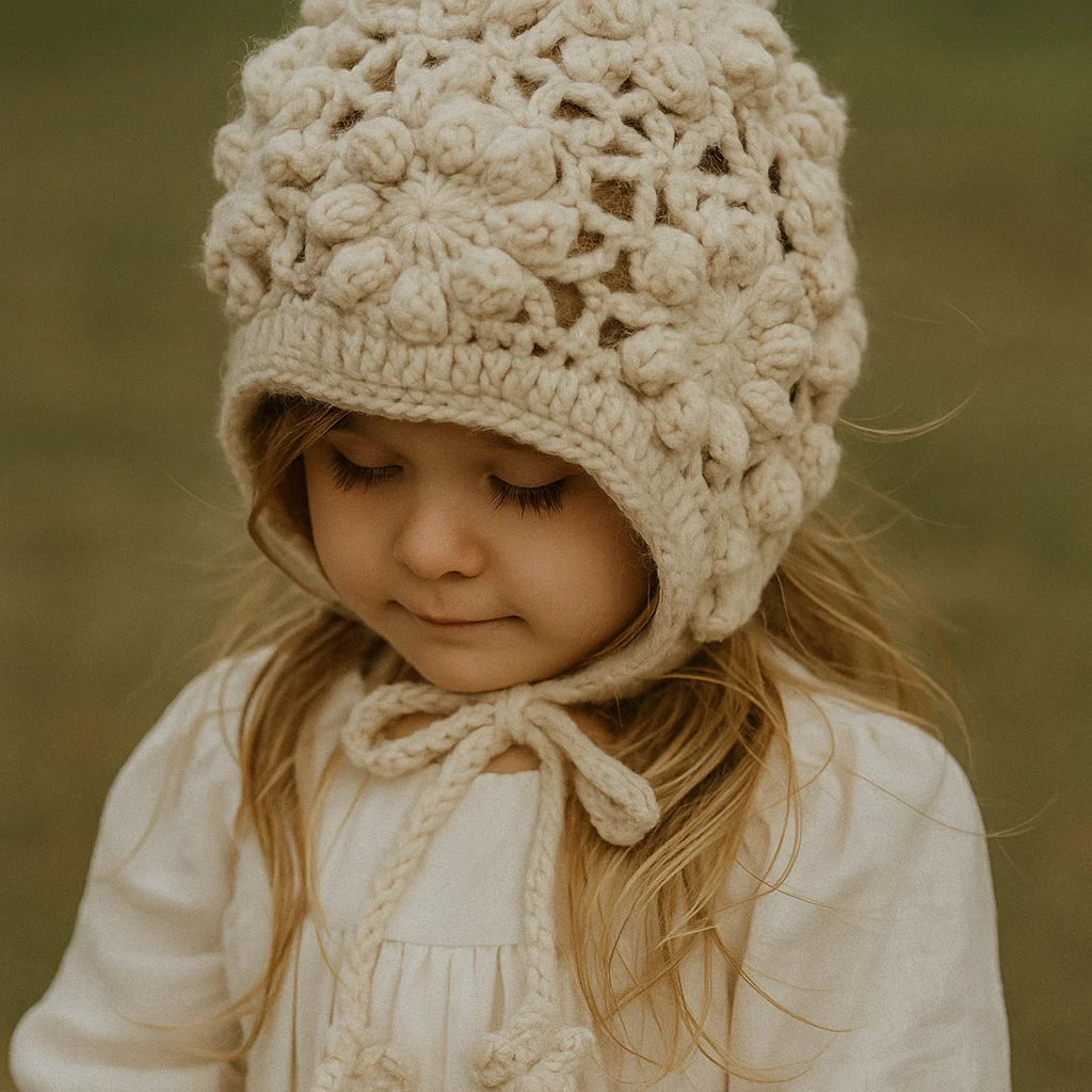 

Breathable Handmade Knitted Hat Hollow Flower Fringed Skullies Hat Bohemian Style Thin Princess Cap Kids Knitted Hat Beret Cap
