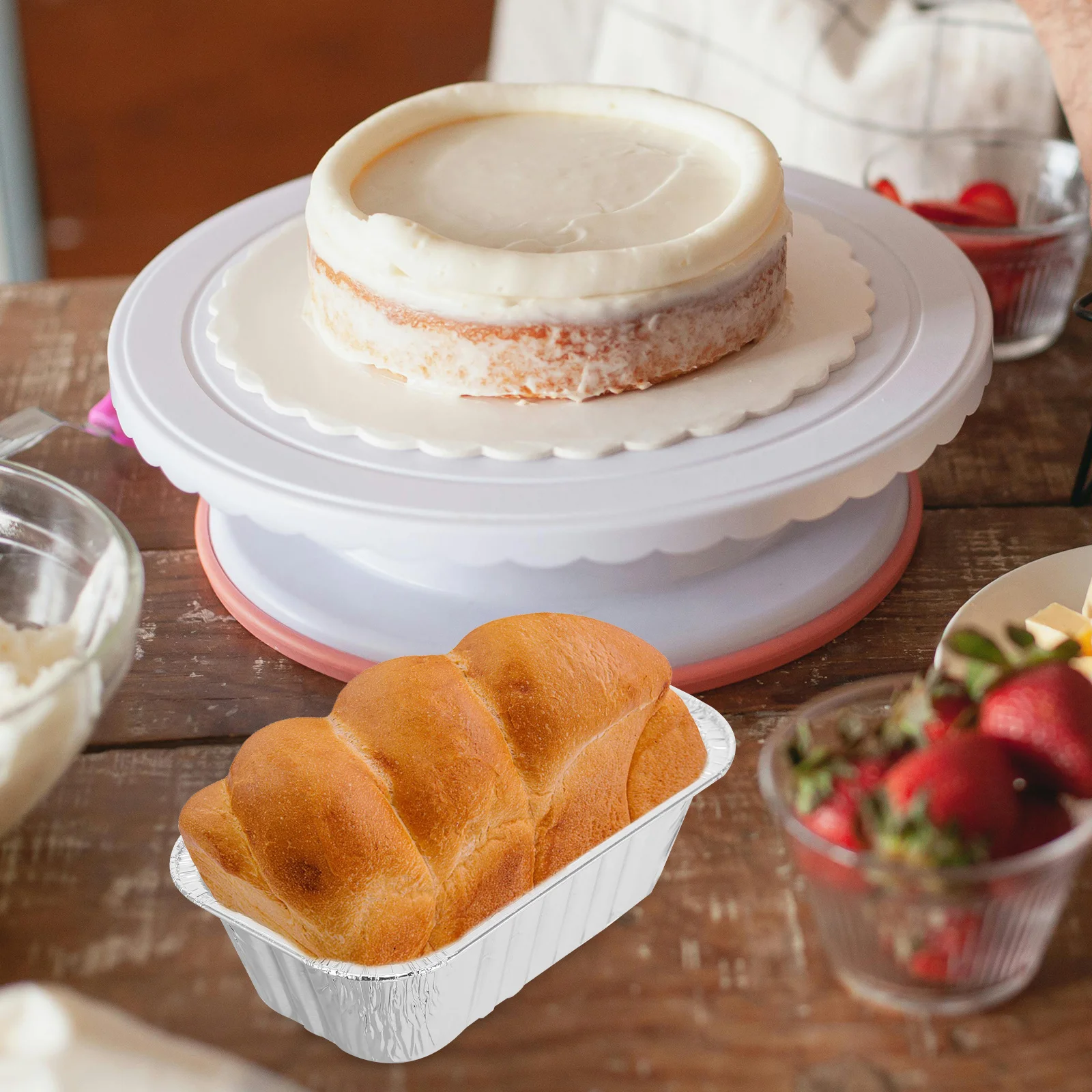 50Pcs Aluminum Foil Bread Pan Rectangular Reusable Loaf Baking Mold Cake Foil Box Kitchen Baking Supplies Loaf Containers