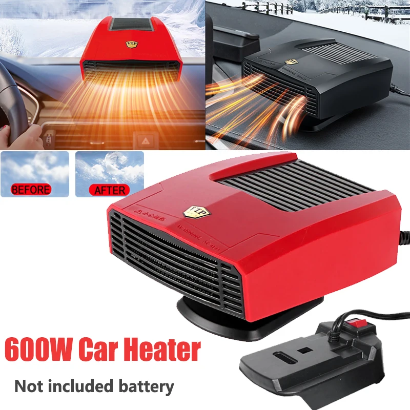 

360° Adjustment Car Heater Cooling Fan Truck Electric Heater 600W Windshield Defroster for Makita 18V Battery (No battery)