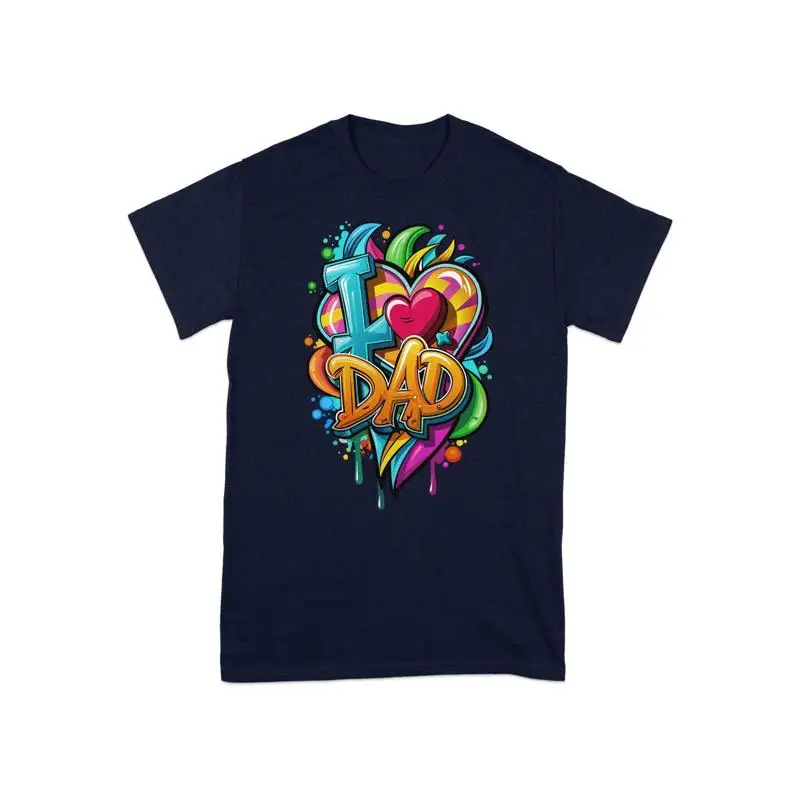 

Красочная футболка с рисунком граффити «Я люблю папу», уникальный день отца, крутые яркие цвета, модный дизайн