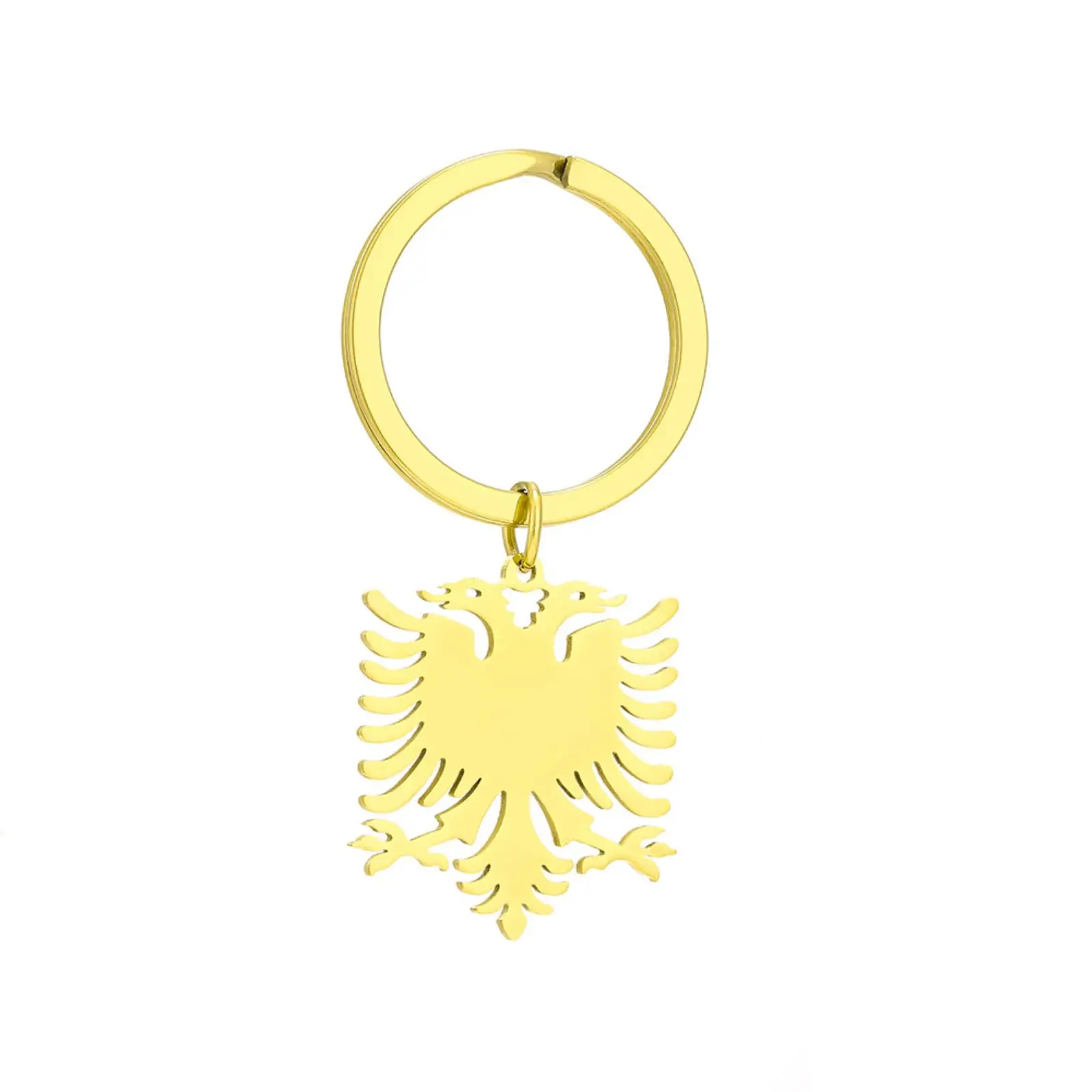 Albanien Doppelköpfiger Adler Schlüsselanhänger Edelstahl Albanisches Nationalemblem Schlüsselring Souvenir Geschenk für Männer Frauen – Detail 1