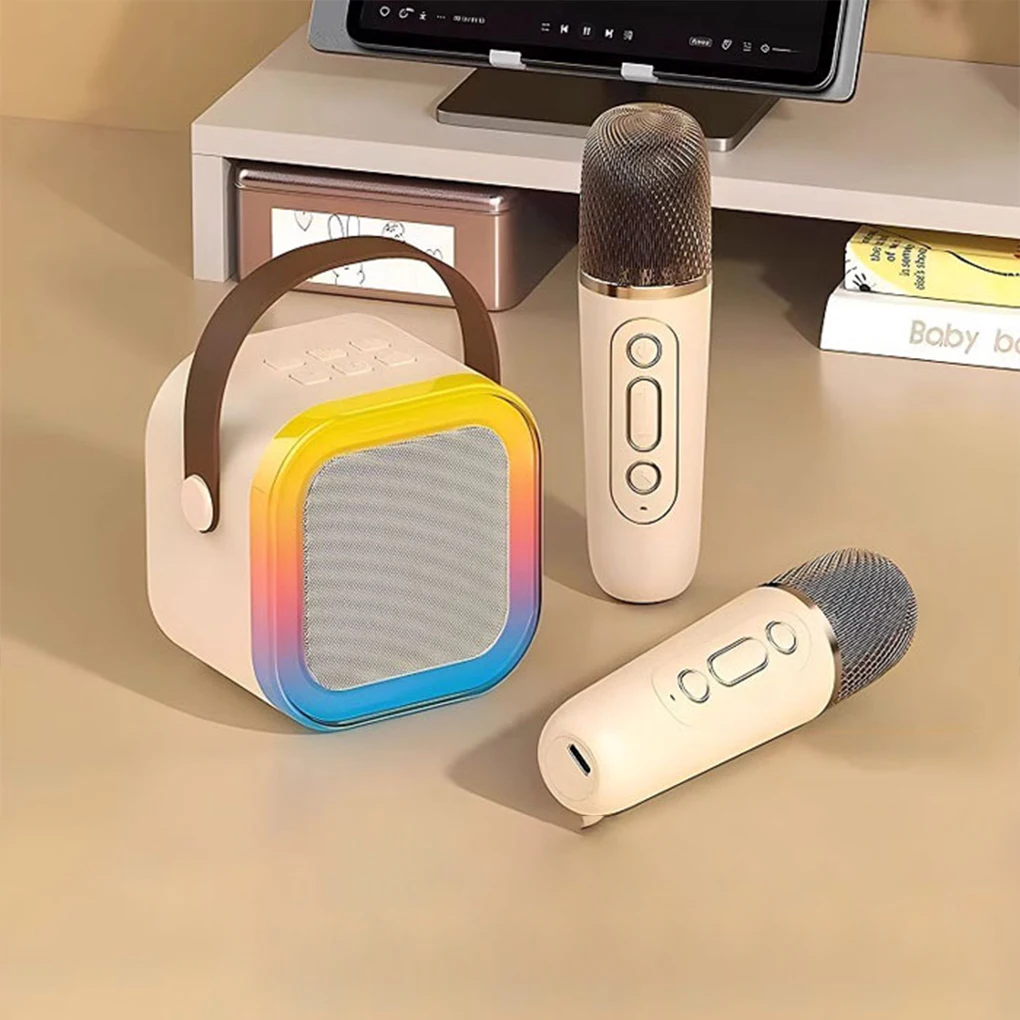 Bluetooth K12 Karaoke Machine Portable 5.3 PA Speaker System with 1-2 Wireless Microphones Home Family Singing Children’s Gifts