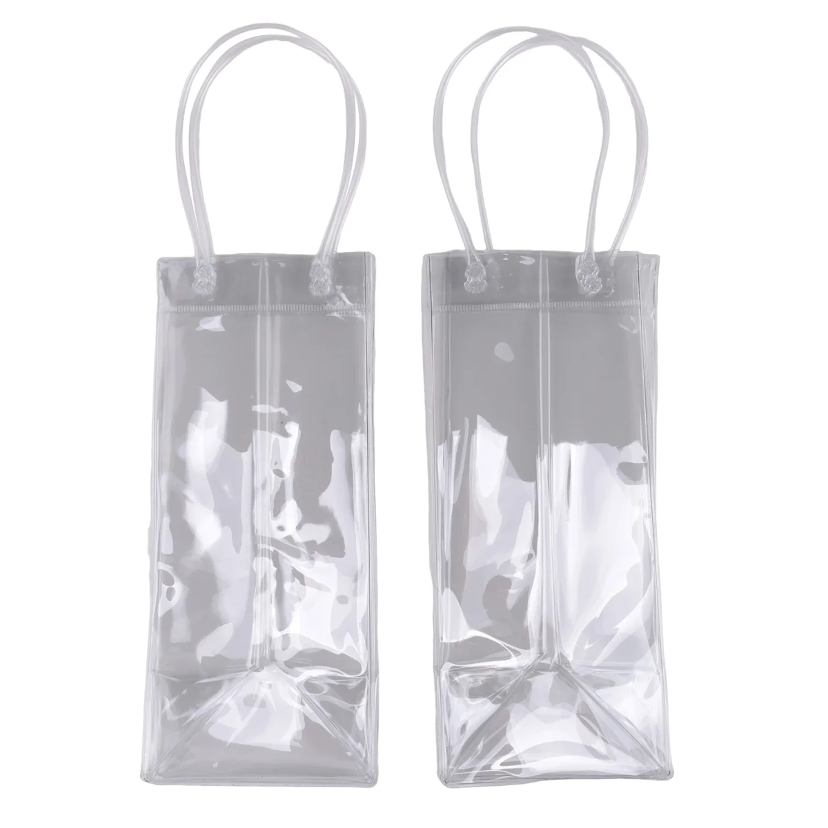 Pack of 10 Wine Cooler Bag Ice Bag Transparent PVC Portable Wine Bottle Cooler Bag Champagne Ice Bag with Handle