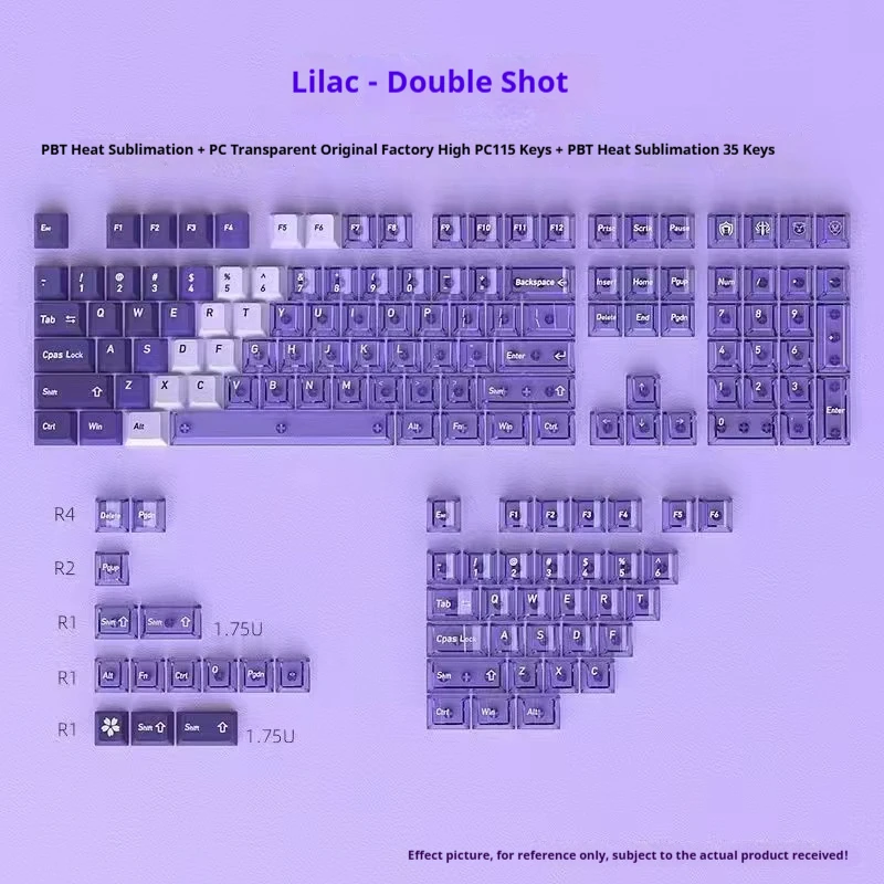 

Original factory height full set of transparent keycaps PC + PBT three-color matching customized thermal sublimation keycaps