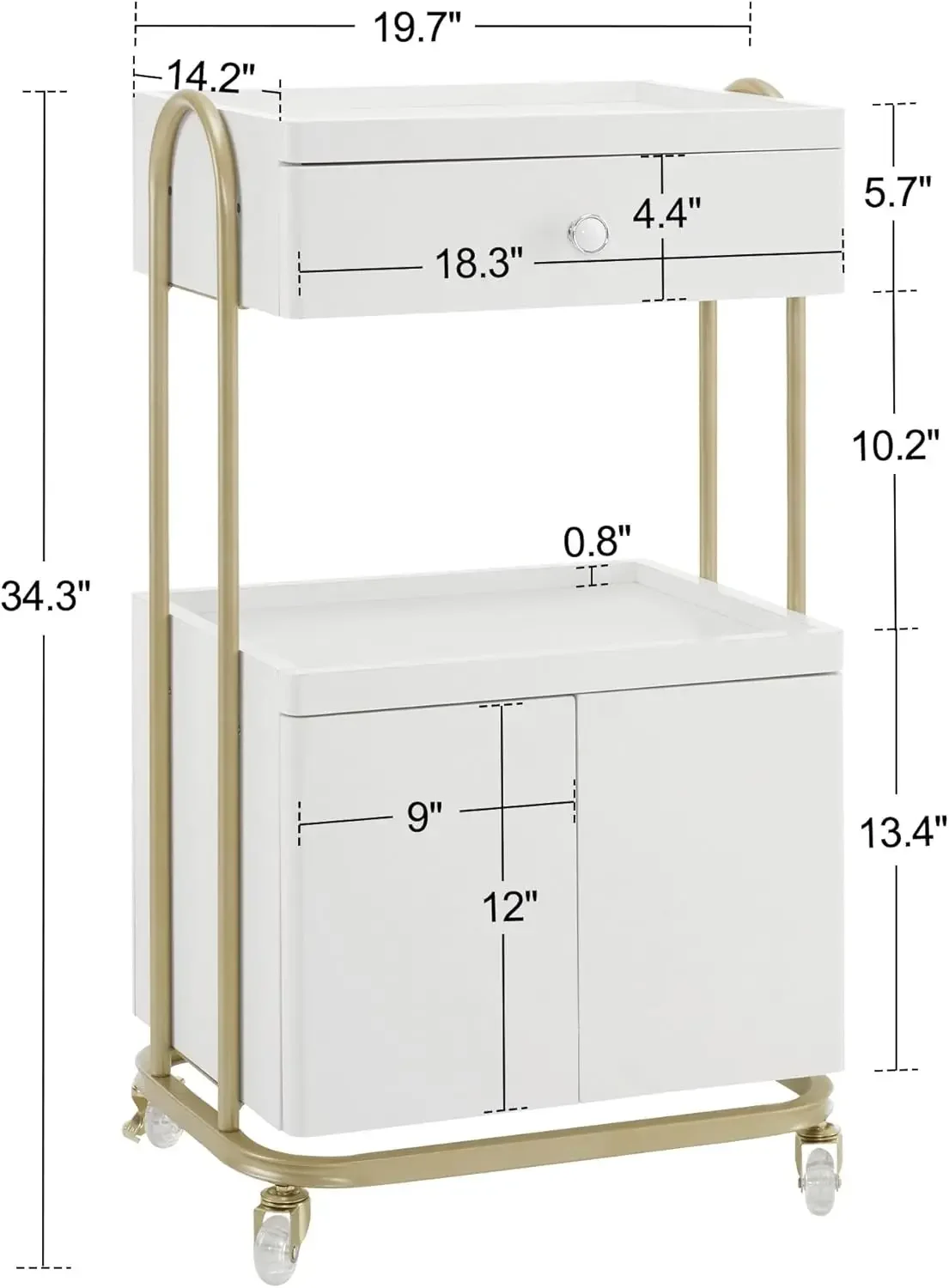 Salon Trolley with Universal Wheels, Storage Rolling Cart with Drawer, Barber Shop Tool Organizer for Hair Stylist, SPA Metal Tr