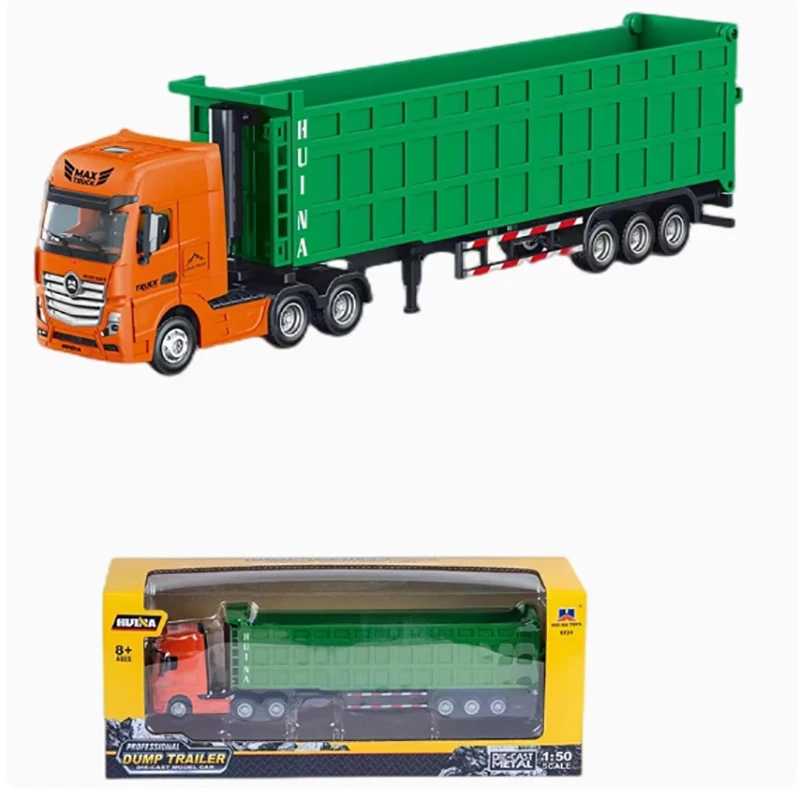 1:50 Scale Huina 7730/7731 Flatbed Trailer Toy Alloy Dump Truck Toy Car Model Detachable Truck Collection Ornament Gift Toy