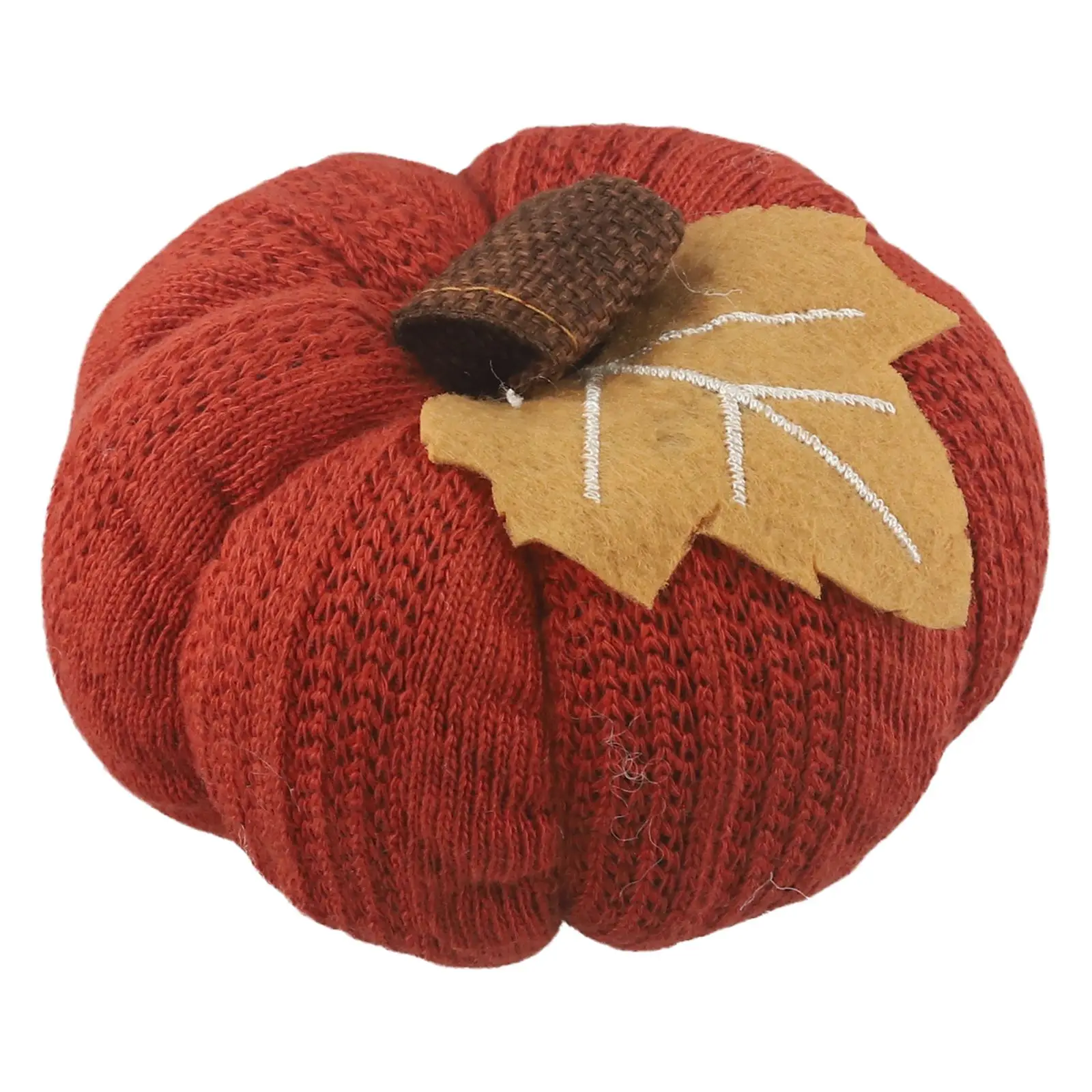 9x6cm Halloween Knitted Pumpkin Ornament Simulation Pumpkin Thanksgiving Harvest Festival Pumpkin Maple Leaf Decor