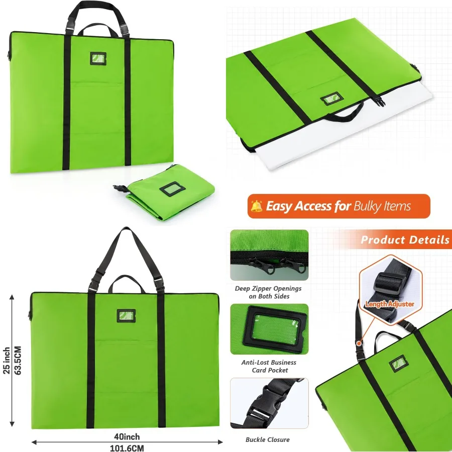 Large Size Art Portfolio Bag 24 x 36 Inches Lightweight Nylon Shoulder Bag with Handle and Zipper for Efficient Poster Storage