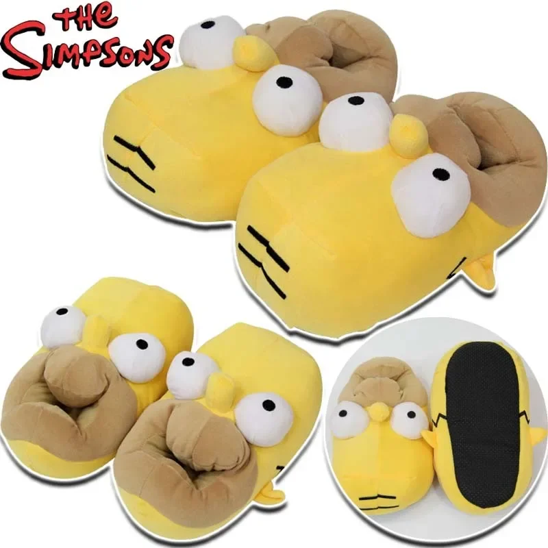 Nuevo Invierno Simpsons Homer juguetes suaves de peluche adultos niños zapatillas cálidas zapatos de interior