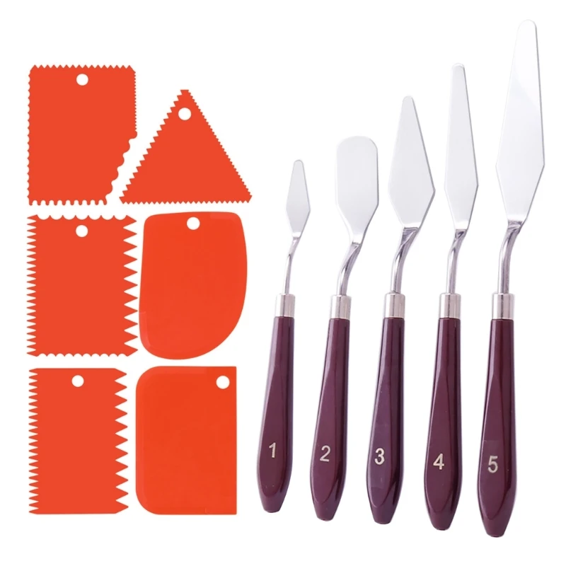 11x Set Pisau Palet Spatula Set Pisau Pengikis Pisau Palet Alat Lukis untuk Siswa Penggemar Seniman