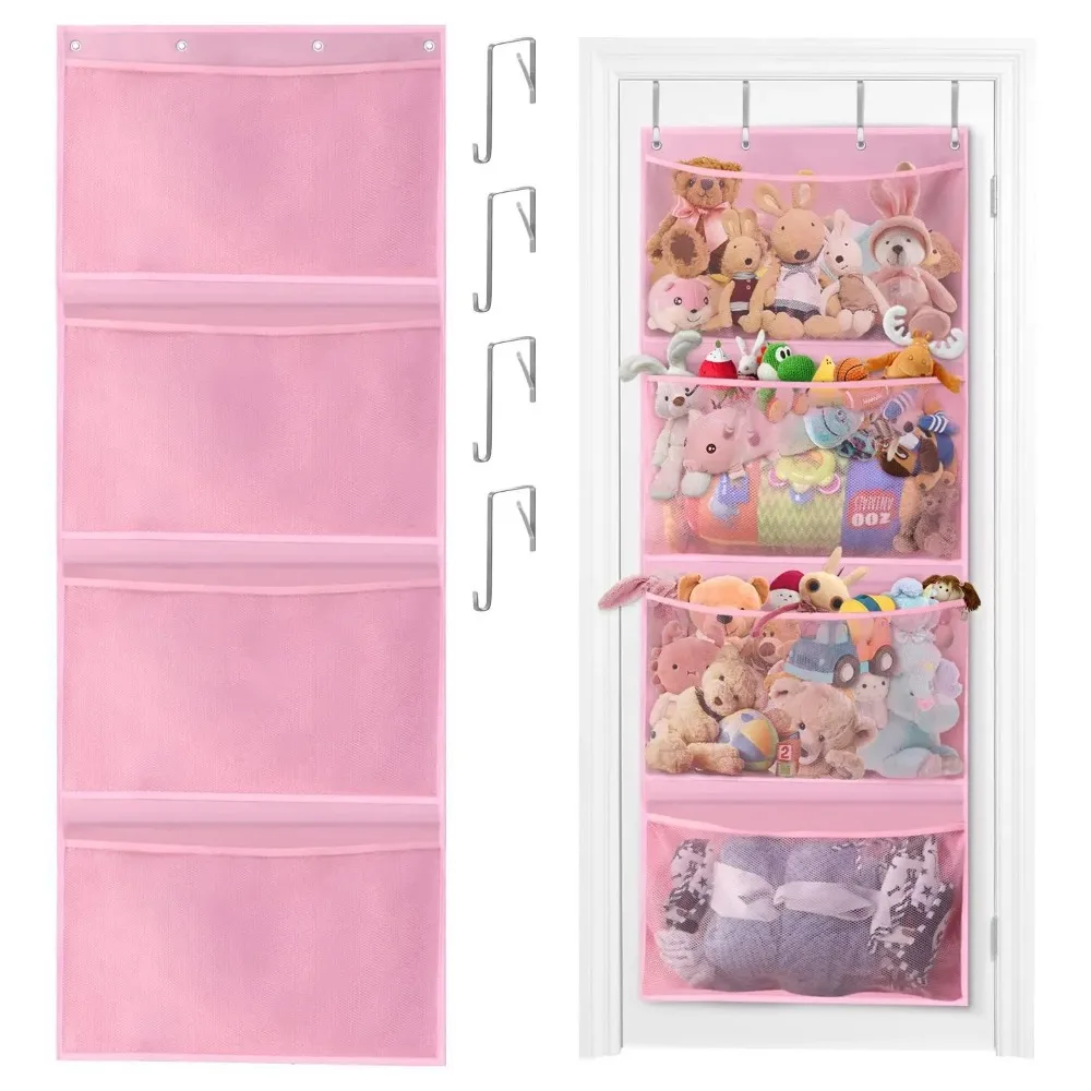 

New Large Size Wall-Mounted Storage Bag 4-Layers Mesh Display Hanging Design Toy Organizer Kid's Dolls