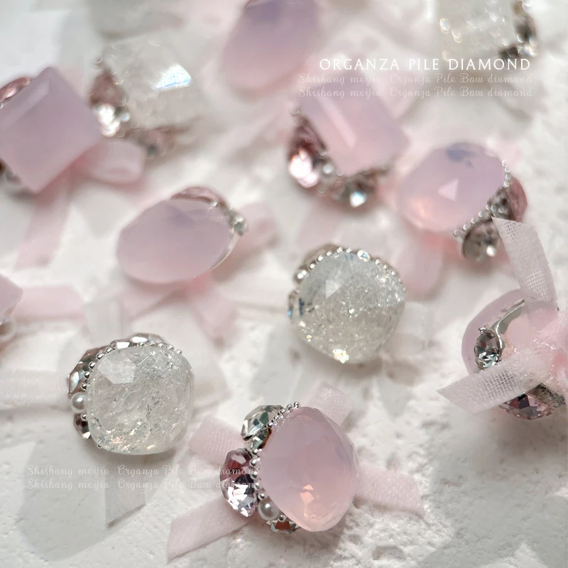 سحر ثلاثي الأبعاد للأظافر من الأورجانزا والماس والفراشة ، ديكورات أظافر ذاتية الصنع ، أجزاء راتينج ، إكسسوارات مانيكير ، الشفق ، 1: