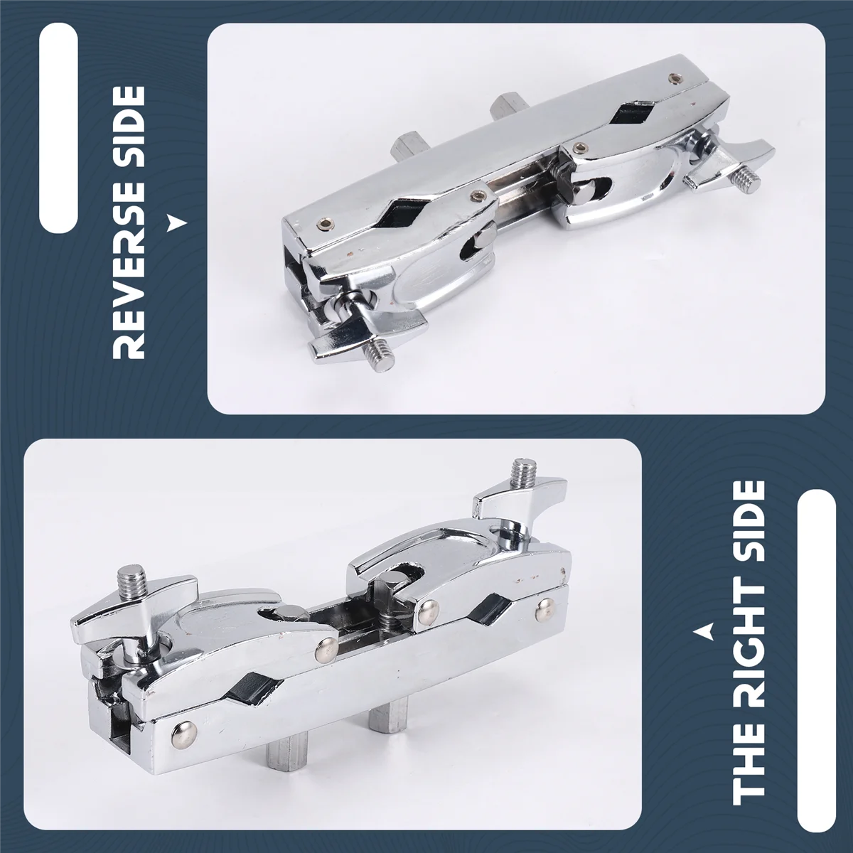 

ABAZJ Drum Clamp 2 Hole Silver Multi Clamp Cymbal Stand Mount Holder for Drums Cymbals Musical Parts Cowbell Accessory