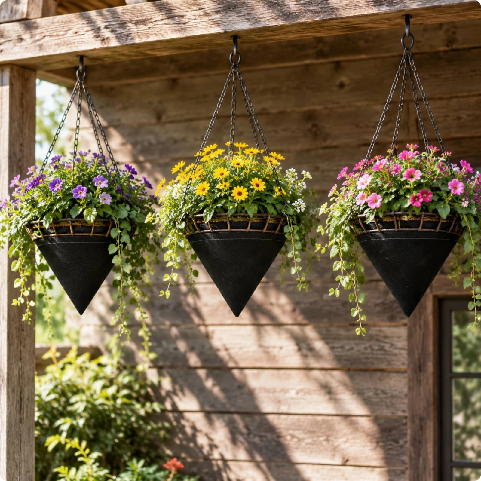 3 Pieces Felt Hanging Planter Liner Flexible Nonwoven Felt Planter Liner Replacement Basket Liners Moisture-Retaining Black