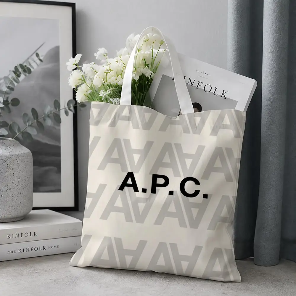 Fashion Brand A.P.C. Storage Bags Show Storage BagsCanvas Double-Sided Print Shoulder Handbag Reusable Eco-Friendly