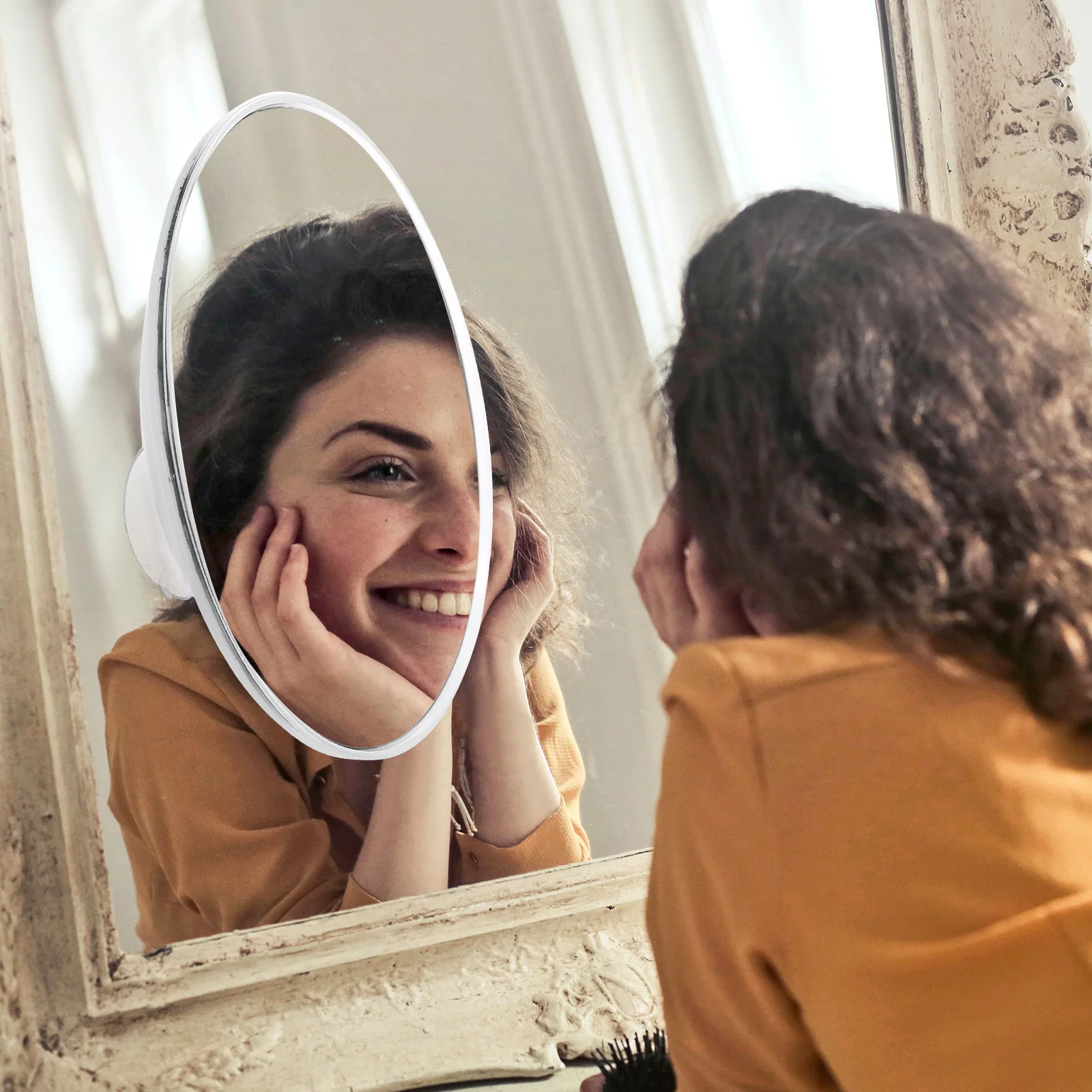 

1Pcs Plastic Makeup Mirror with 7X Magnification Suction Cup Mountable Hd Vanity Mirror for Home Bathroom Travel Use