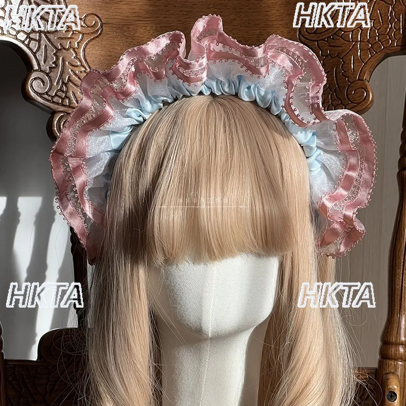 Handmade Lolita Girls Handmade Pink Blue KC Headband Gothic Performance Cosplay Little BNT Hat Halloween Christmas Accessories