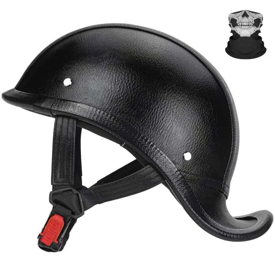 

Leather Motorcycle Half Helmet for Adults Men Women,Baseball Cap Helmets DOT Approved, Vintage Handmade Half Face Helmets for Cr
