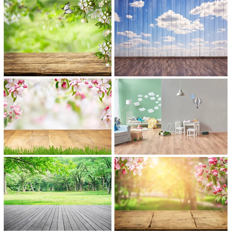 

SHUOZHIKE Art Fabric Photography Backdrops Props Flower Wooden Floor Landscape Photo Studio Background 22326 HMB-08