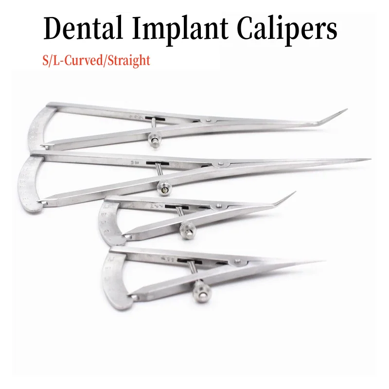 

Dental Implant Caliper Dentistry Gauge Caliper Curved Straight Head Stainless Steel Dental Ruler Scale Tool