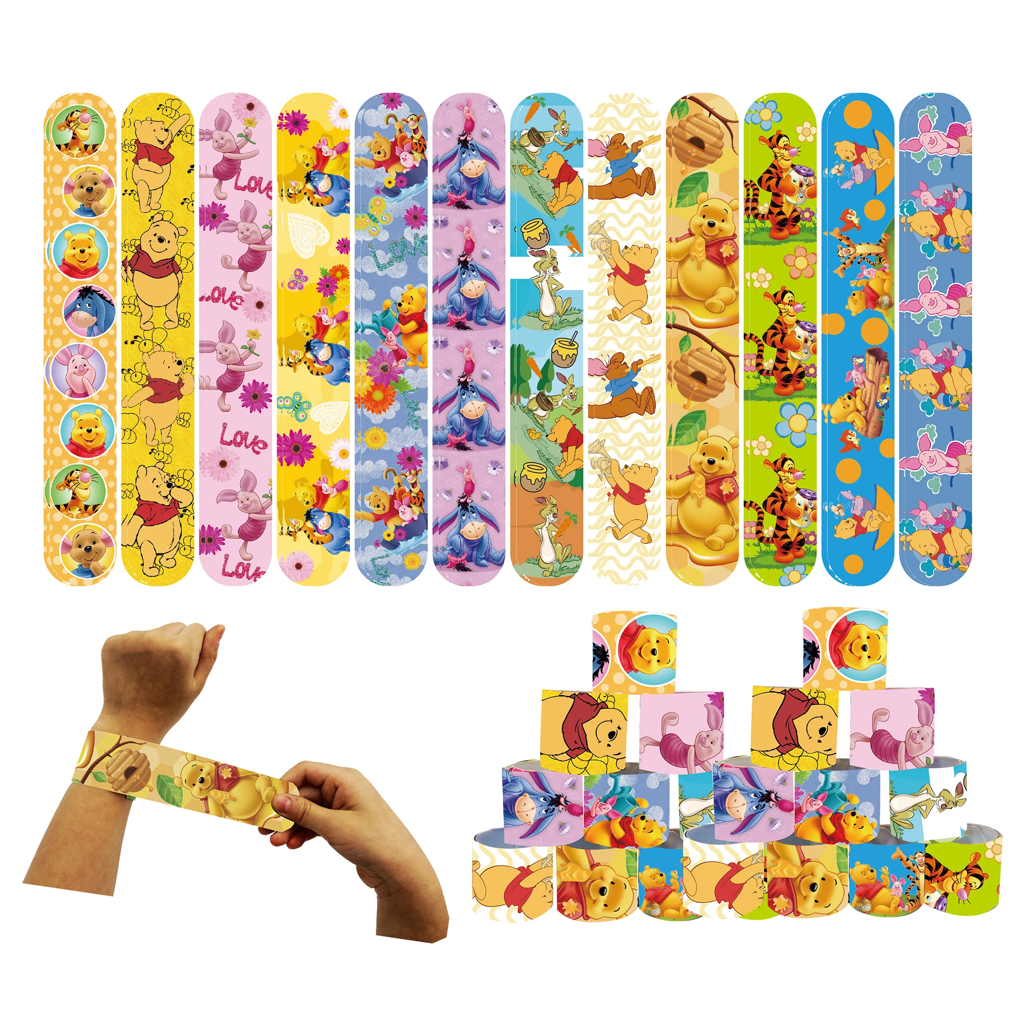 Winnie the Pooh Birthday Party Favors Supplies Wedding favors Souvenir Stamps Slap Bracelets Stickers Gifts Bag Goodie Bag Fille