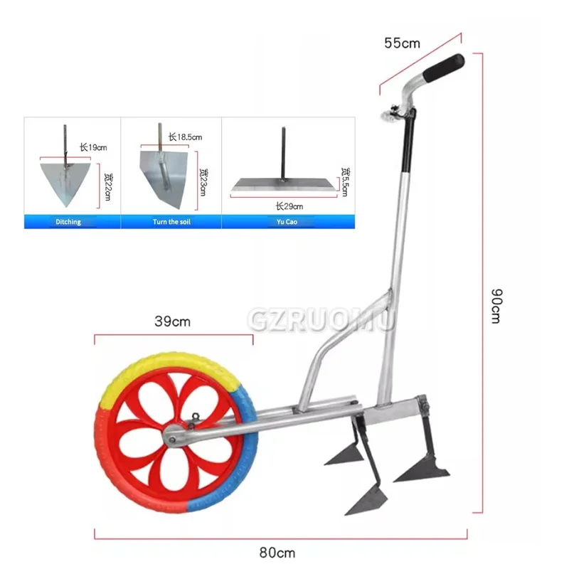 Imagem -02 - Manual Pull Micro Tiller Arado Abertura do Sulco e Equitação Integrada Máquina Solo Arado e Afrouxamento para Uso Agrícola