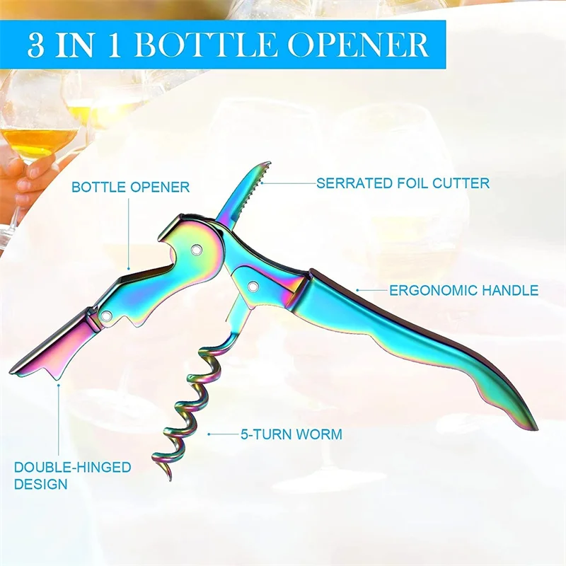 Stainless Steel Wine Opener,Double Hinge Corkscrew Professional Waiter Beer Bottle Opener for Restaurant Waiters or Bartenders