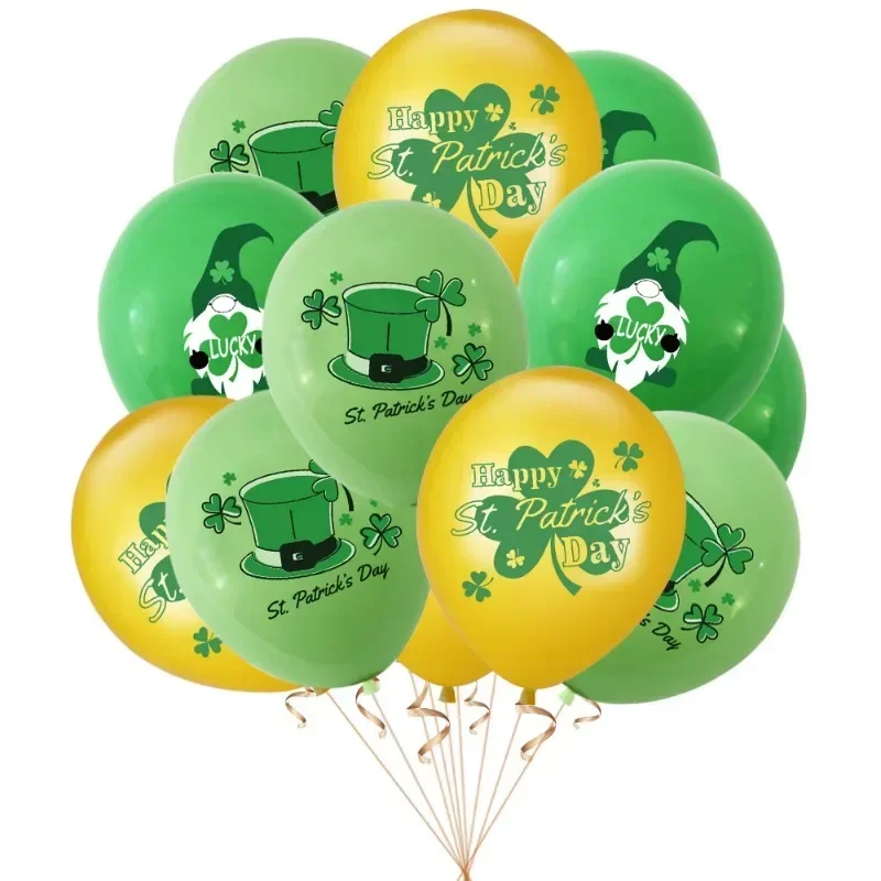 10Pcs Green St. Patrick's Day Balloons Latex Ballons St. Patrick’s Day Theme Party Decorations Irish Festival Party Air Globos