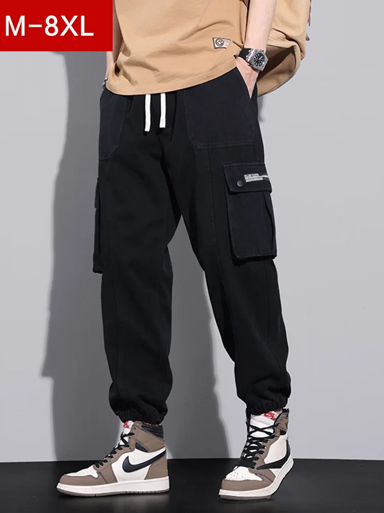 

Waed Casual Men's Cargo Pants Spring Autumn Wear Resistant Nine Points Large Size Functional Youthful Trousers for Teens