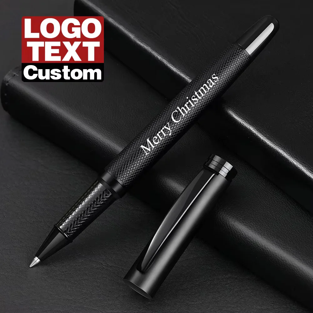 

New Black Luxury Metal Business Office Supplies Ballpoint Pens for Writing Rollerball Signature Pen Customized Logo Name Gift